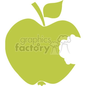 12911 RF Clipart Illustration Bitten Apple Green Silhouette