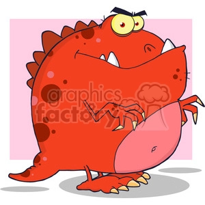 Funny Red Cartoon Dinosaur Illustratio
