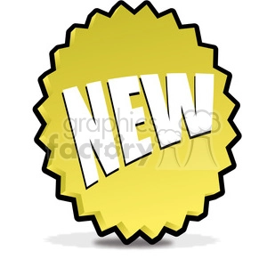 A yellow starburst badge with the word 'NEW' written in bold, white letters.