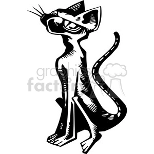Aggressive Wild Cat Tattoo Design - Vinyl-Ready Black and White