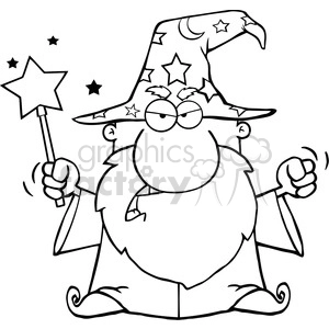 wizard clipart black and white