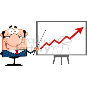 Royalty Free Happy Business Manager With Pointer Presenting A Progressive Arrow