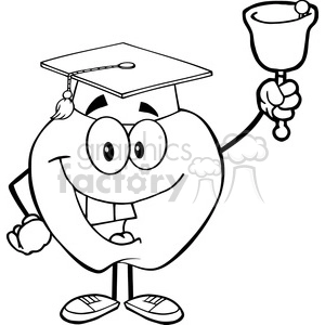 5963 Royalty Free Clip Art Smiling Character Ringing A Bell For Back To School