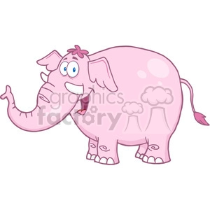 Funny Pink Cartoon Elephant