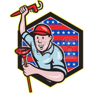 plumber with wrench and plunger