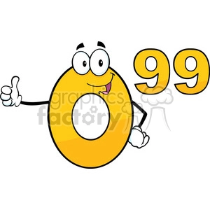 6688 Royalty Free Clip Art Price Tag Number 0-99 Cartoon Mascot Character Giving A Thumb Up