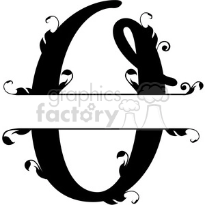 The clipart image shows a split regal monogram design of the letter 