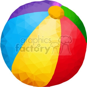 A colorful low-poly illustration of a beach ball with sections in blue, yellow, red, green, and purple.