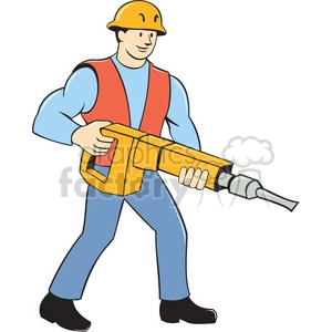 construction worker jackhammer carry