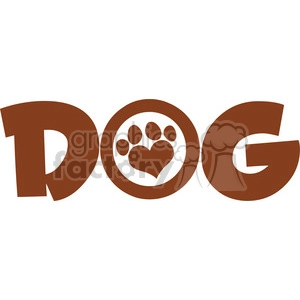 Clipart image of the word 'DOG' with a paw print inside the letter 'O'.