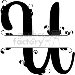 The clipart image shows a split regal monogram design of the letter 