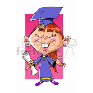 vector cartoon girl graduation