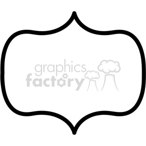 A black and white ornate border clipart image with a blank space in the middle. The image features an elegant, curved frame shape, suitable for use in labels, invitations, or decorative designs.