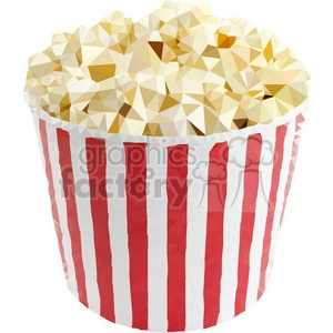 A clipart image of a bucket of popcorn with red and white stripes.