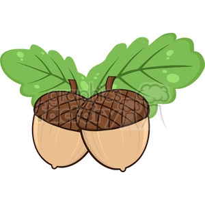 Royalty Free RF Clipart Illustration Two Acorn With Oak Leaves Cartoon Illustrations