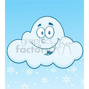 Royalty Free RF Clipart Illustration Smiling Cloud With Snowflakes Cartoon Mascot Character