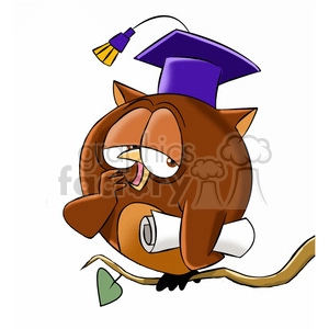 buho the cartoon owl tired after graduating