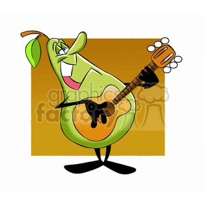 paul the cartoon pear character playing the guitar