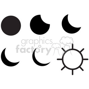 sun and moon clip art black and white