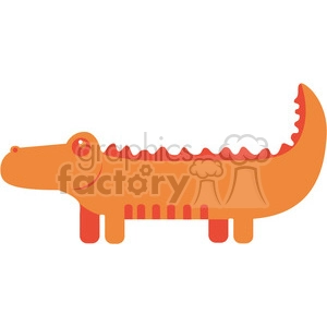 The clipart image shows an orange alligator (or crocodile) with a closed mouth. It has red eyes, spines, and stripes on its belly.