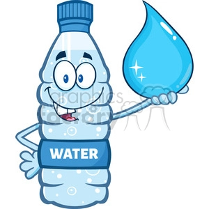 illustration cartoon ilustation of a water plastic bottle mascot character holding a water drop vector illustration isolated on white background