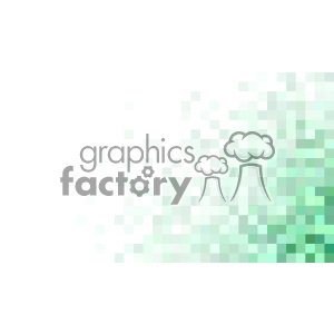 A clipart image featuring a gradient of green, square mosaic-like pixels that are more densely packed towards the bottom right corner, creating an abstract, pixelated pattern.