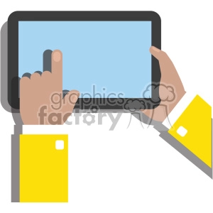 hands holding ipad surface device flat design vector art no background