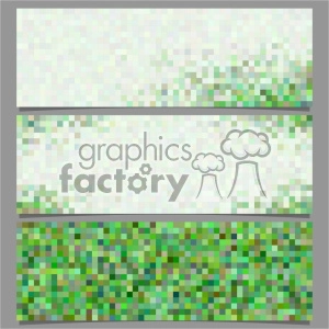 Pixelated Green and White Banner Set