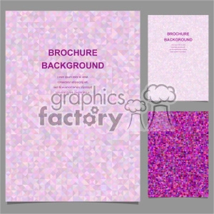 This clipart image showcases three brochure backgrounds with a pink geometric pattern comprised of triangles. One background predominantly features light shades of pink and white, while another has darker shades of pink and purple.