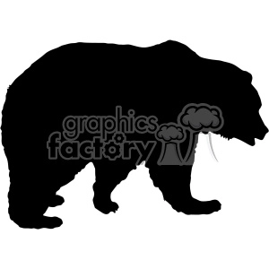 Silhouette of a bear in black on a white background. The outline depicts the bear in a walking pose, providing a clear and recognizable shape.