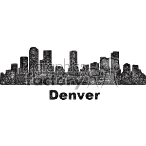 black and white city skyline vector clipart USA Denver