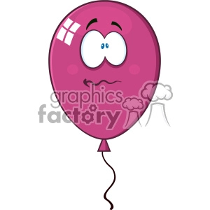 10743 Royalty Free RF Clipart Nervous Bright Violet Balloon Cartoon Mascot Character Vector Illustration