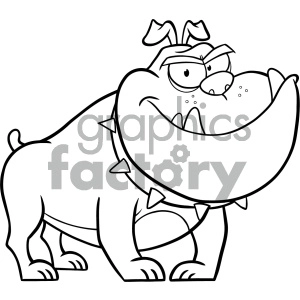 Cartoon Bulldog - Black and White