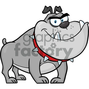 Cartoon Bulldog with Spiked Collar