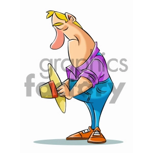 The clipart image depicts a cartoon farmer who is feeling sad or unhappy due to the lack of rain. The farmer is shown with his palms pressed together in a praying gesture, which suggests that he is hoping for rain.