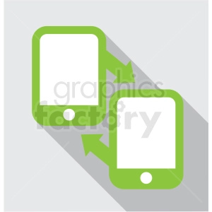 mobile data exchange with square background icon clip art