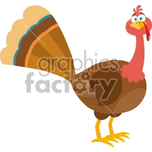 Thanksgiving Turkey Bird Cartoon Mascot Character Vector Illustration Flat Design