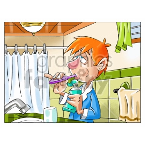 boy brushing teeth clip art