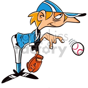tired baseball pitcher cartoon character