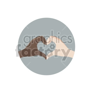 hands in shape of heart end racism on circle background