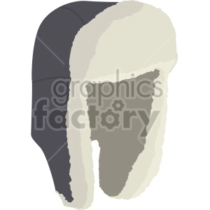 Clipart image of a winter hat with ear flaps, typically made of warm materials such as fur or faux fur and fabric.