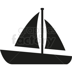 black sail boat vector icon design no background