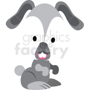 Cute Cartoon Puppy - Playful Gray Dog