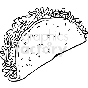 black and white taco vector clipart