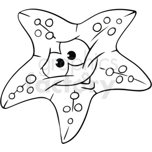 black white cartoon starfish