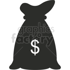 Clipart image of a money bag with a dollar sign on it.