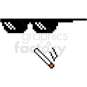 thug life 8 bit sunglasses left smoking weed svg cut file