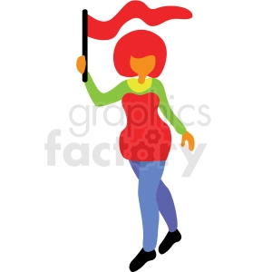 woman holding festival flag vector clipart