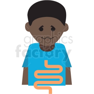 african american boy with upset digestion vector icon