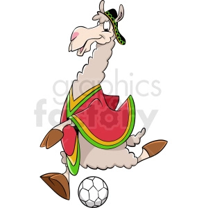 cartoon llama playing soccer